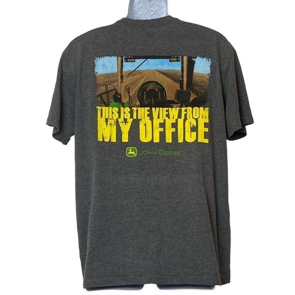 John Deere Mens TShirt‎ This Is The View From My Office Tractor Size Large Gray - Picture 2 of 6